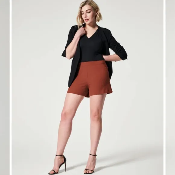 SPANX On The Go Polished 6” Bronze Glow Stretch High Rise Shorts Plus Size 3X