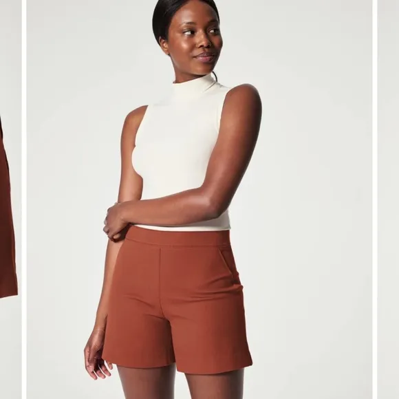SPANX On The Go Polished 6” Bronze Glow Stretch High Rise Shorts Plus Size 3X