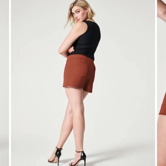 SPANX On The Go Polished 6” Bronze Glow Stretch High Rise Shorts Plus Size 3X