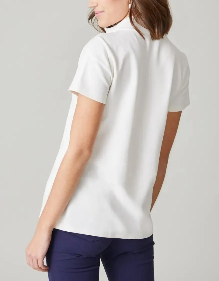 Spartina 449 Short Sleeve Serena Half-Zip Top - Pearl White