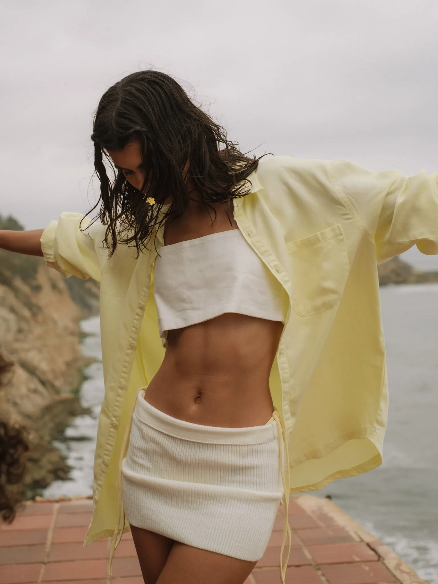 SQUARE LINEN TOP - SOFT WHITE