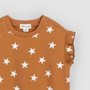 Star Spangled Print on Bronze Girls' Sleeveless Sweatshirt
