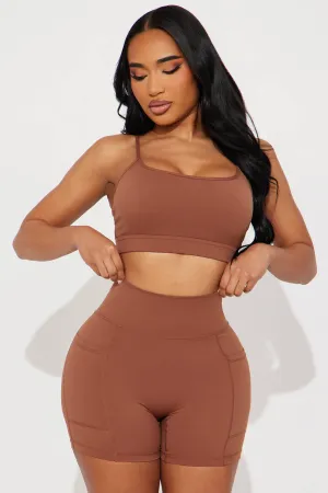 Stay Alert Active Short Set - Mocha