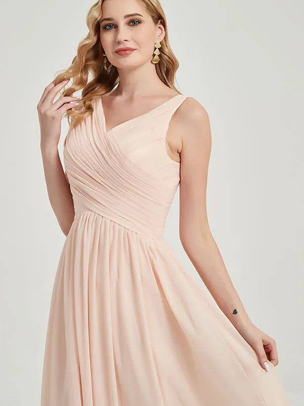 Stormy Wide Straps Sleeveless Flowy Pleated Long Bridesmaid Dress