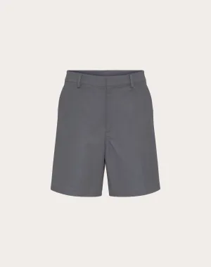 Stretch Cotton Canvas Shorts With Rubberized V-detail