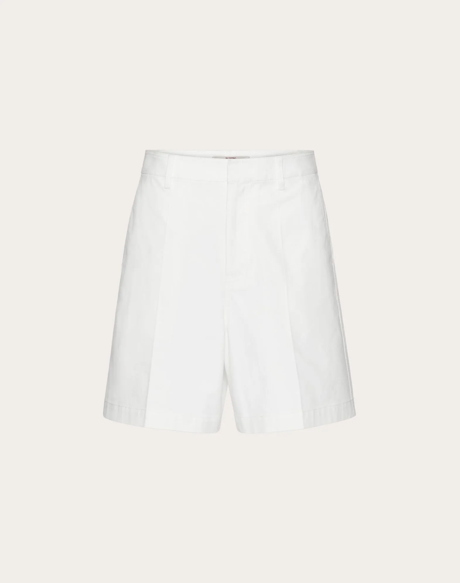 Stretch Cotton Canvas Shorts With Rubberized V-detail