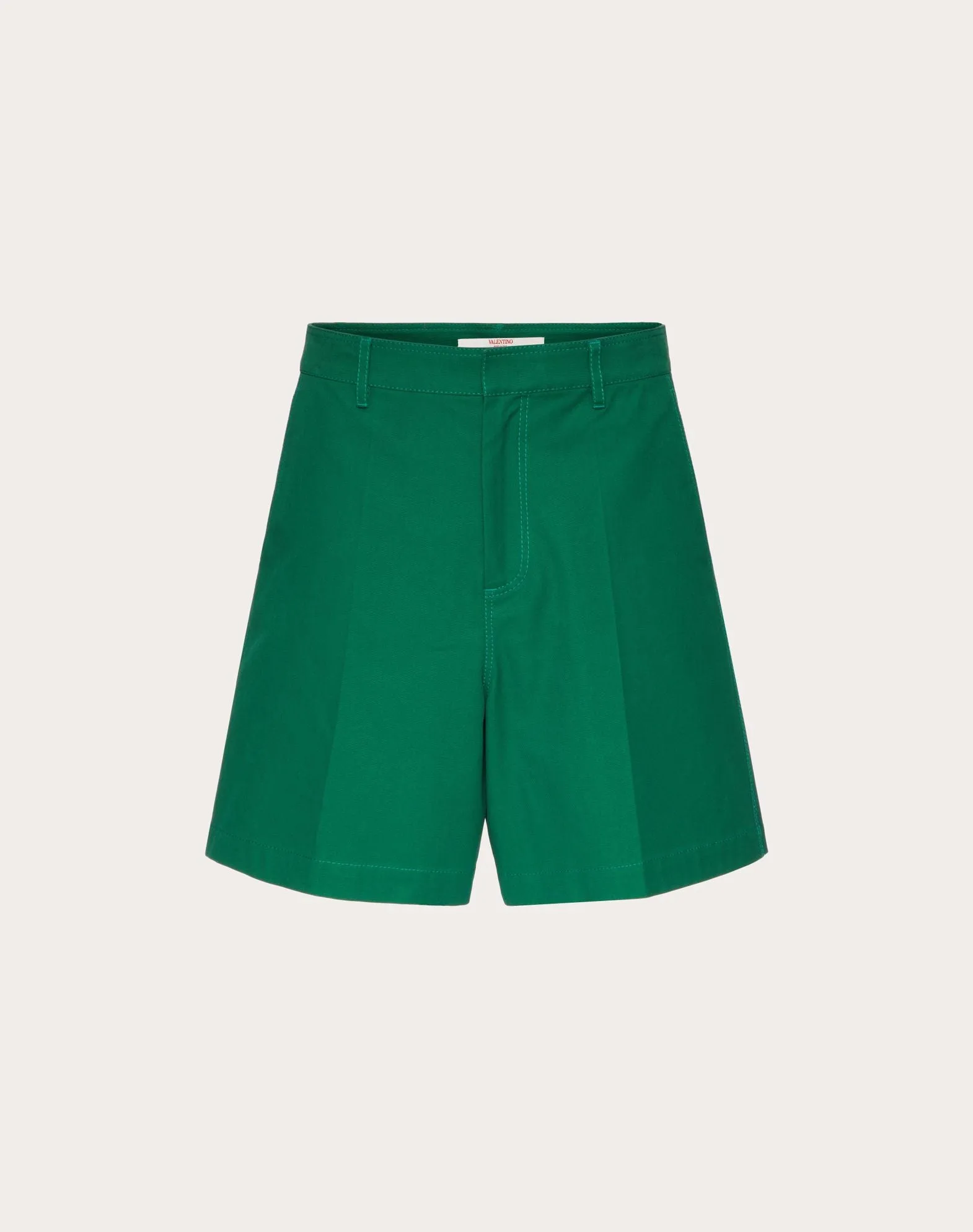 Stretch Cotton Canvas Shorts With Rubberized V-detail