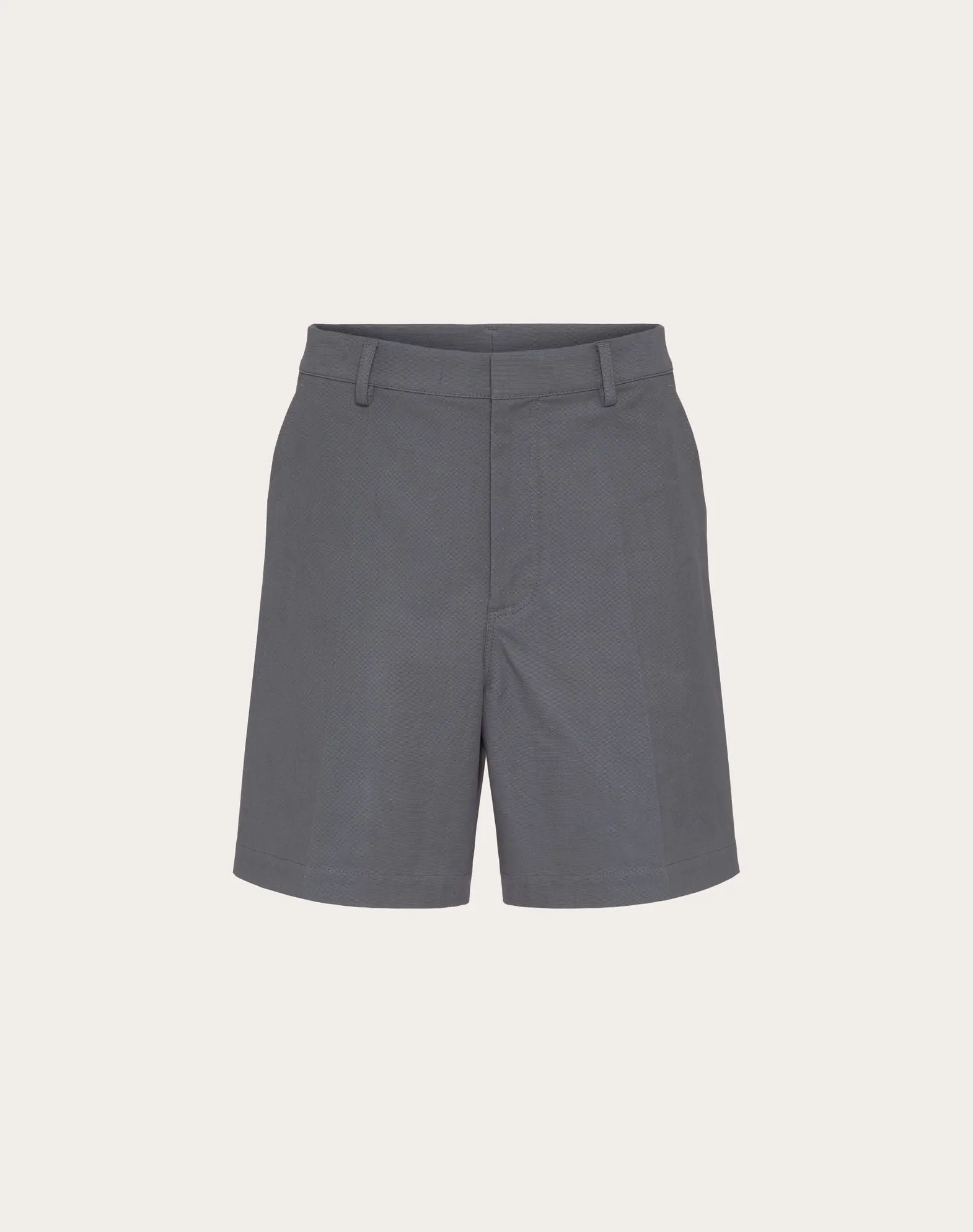 Stretch Cotton Canvas Shorts With Rubberized V-detail