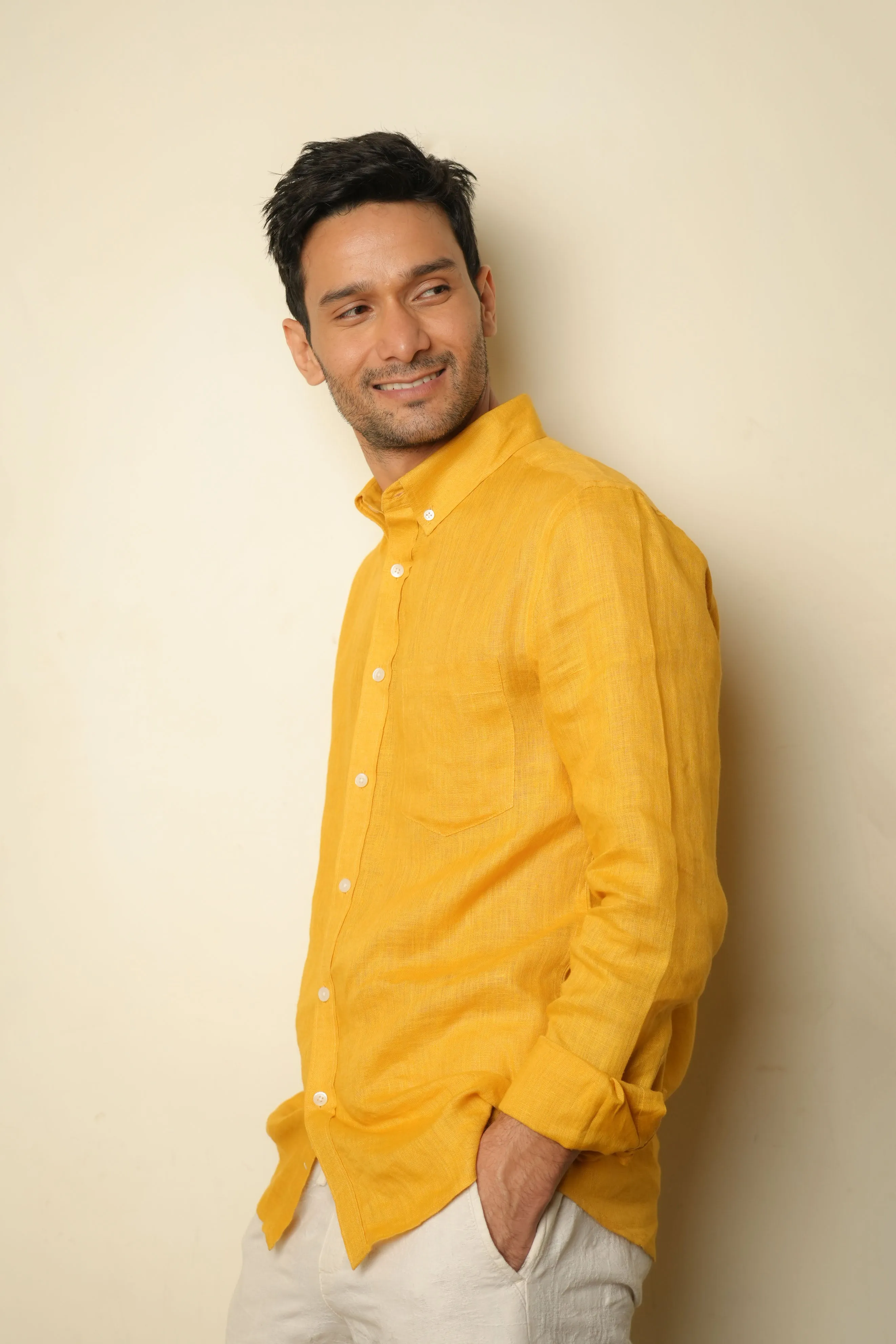 Sunset Mustard · Button Down Collar · Full Sleeve Shirt