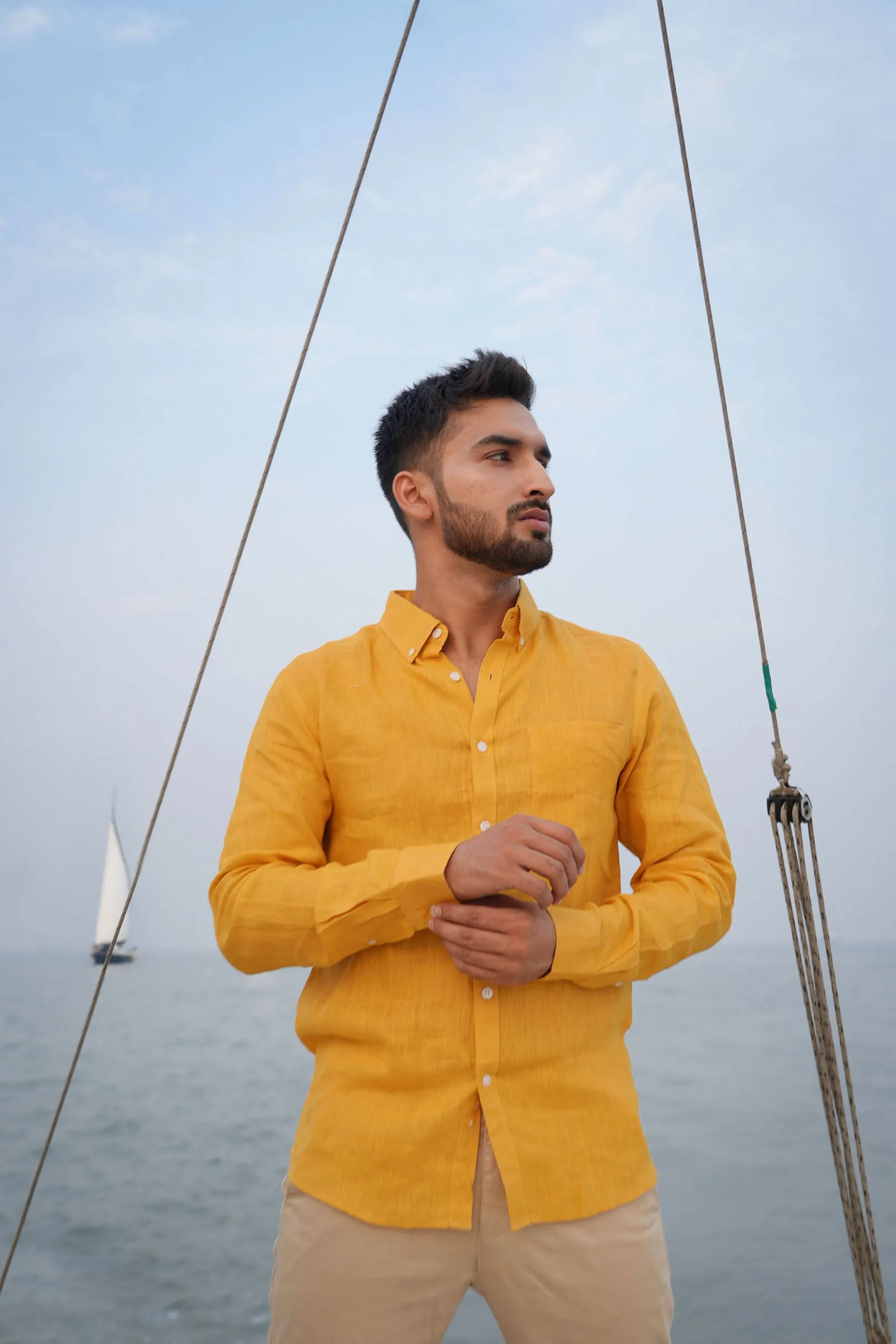 Sunset Mustard · Button Down Collar · Full Sleeve Shirt