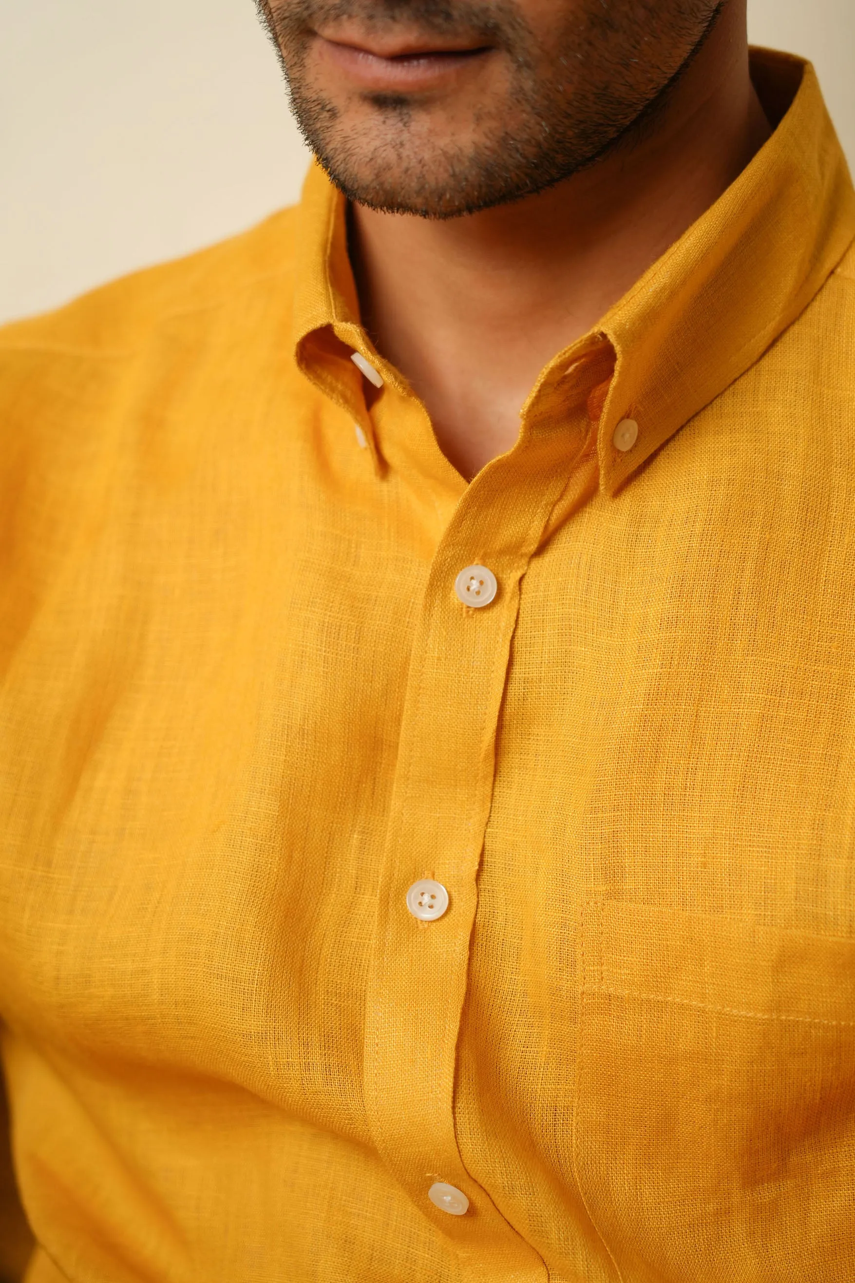 Sunset Mustard · Button Down Collar · Full Sleeve Shirt