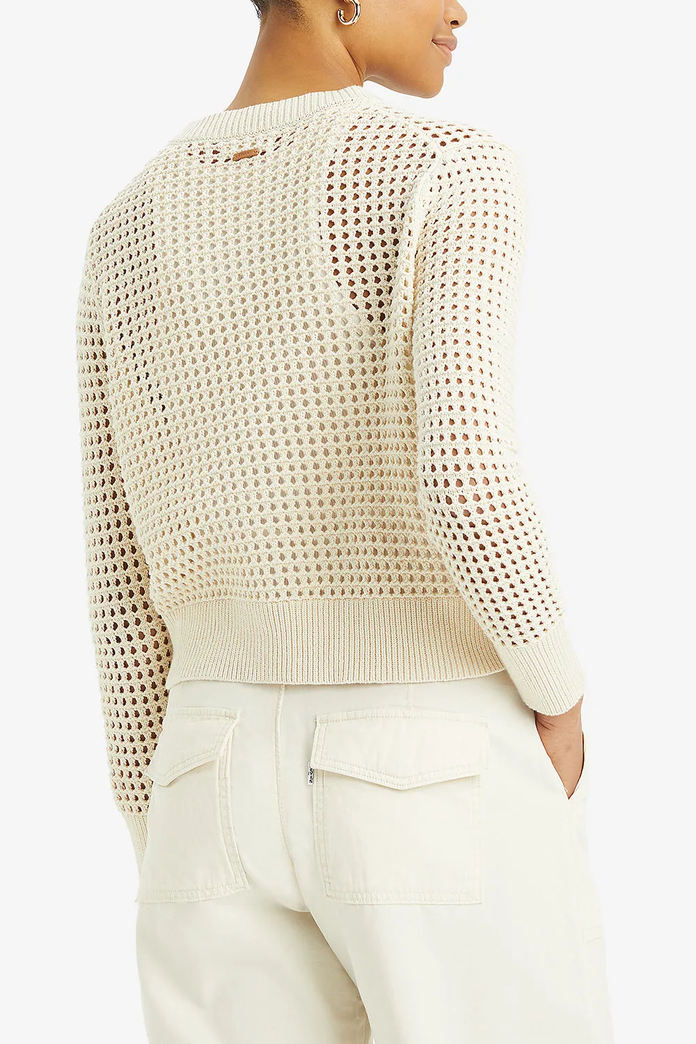 Superbloom Crochet Long Sleeve Top White Swan Cream