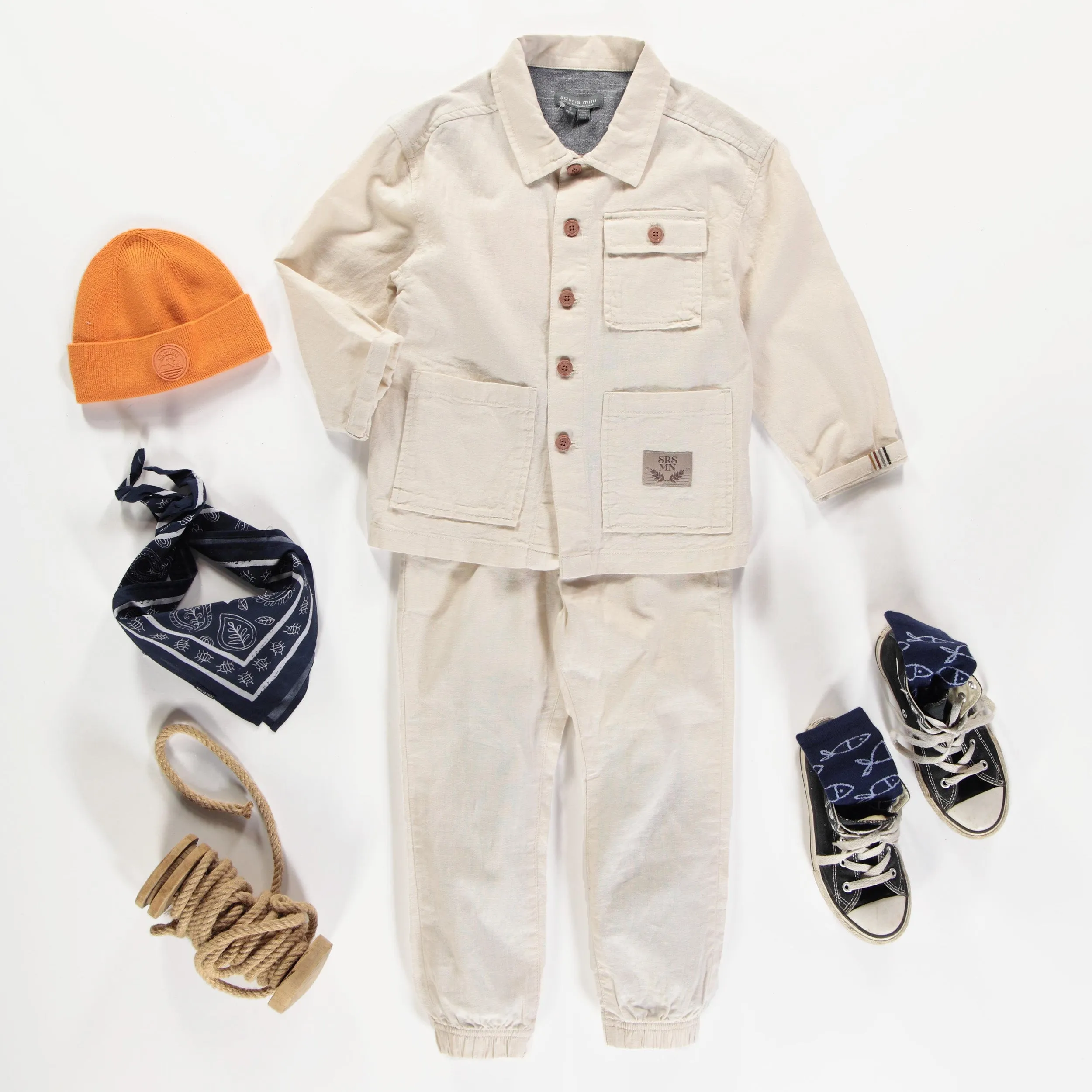 Surchemise crème en lin, enfant || Cream overshirt in linen, child