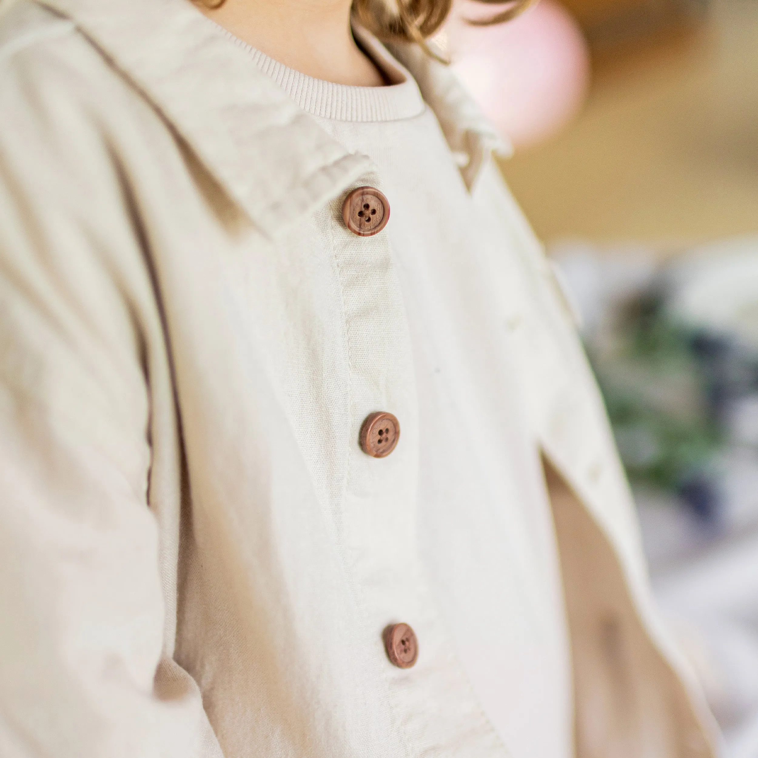 Surchemise crème en lin, enfant || Cream overshirt in linen, child