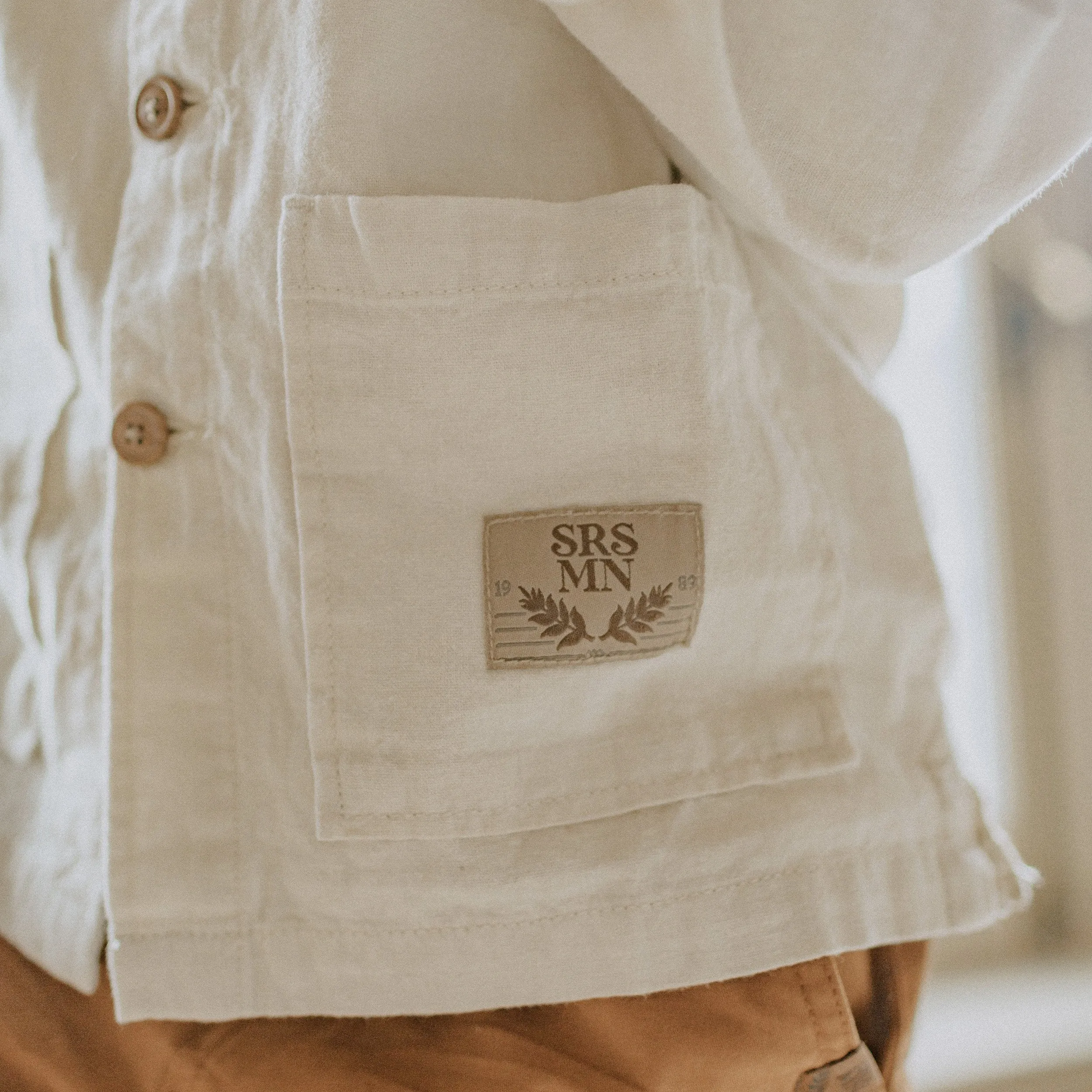 Surchemise crème en lin, enfant || Cream overshirt in linen, child