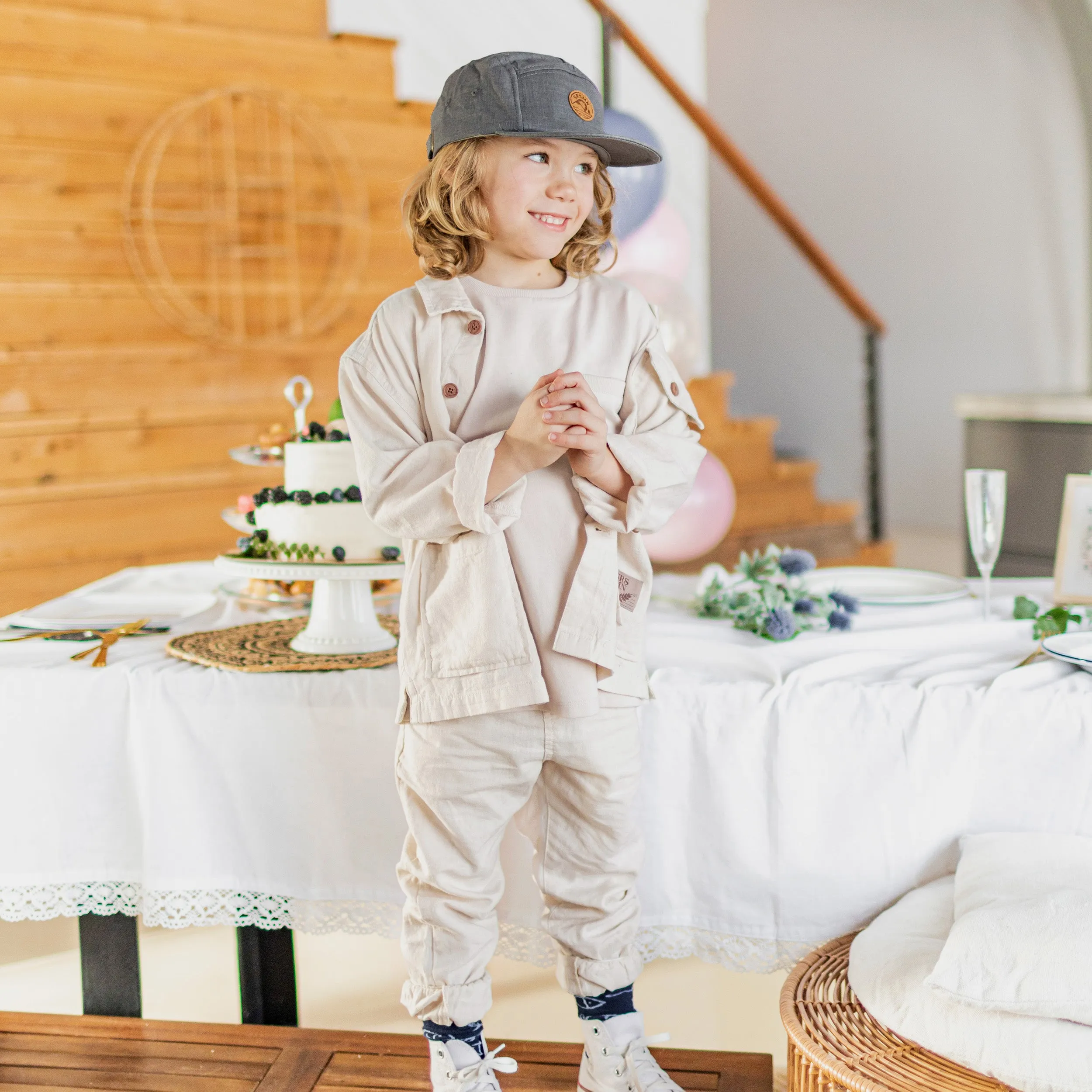 Surchemise crème en lin, enfant || Cream overshirt in linen, child