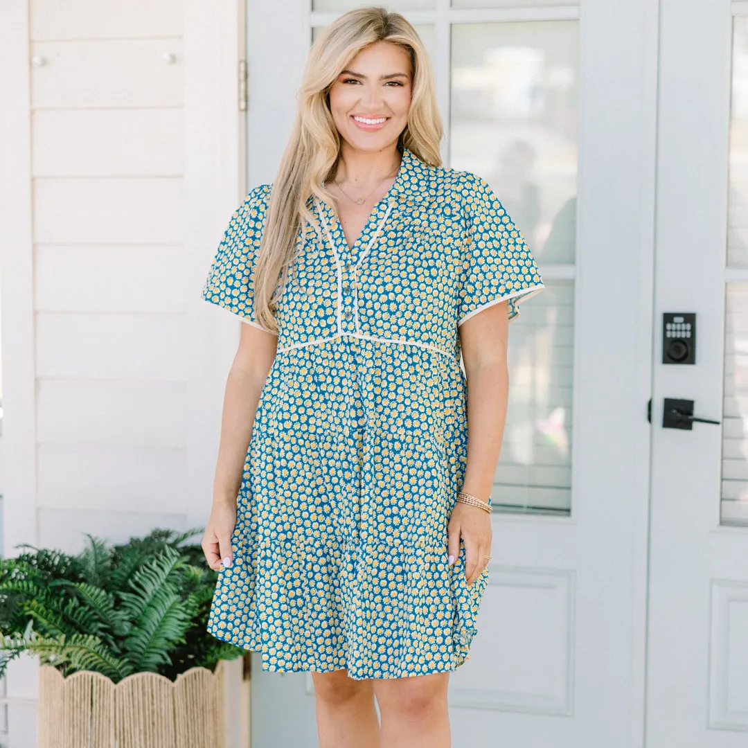 Sweetly Surprised Dress, Teal Mix