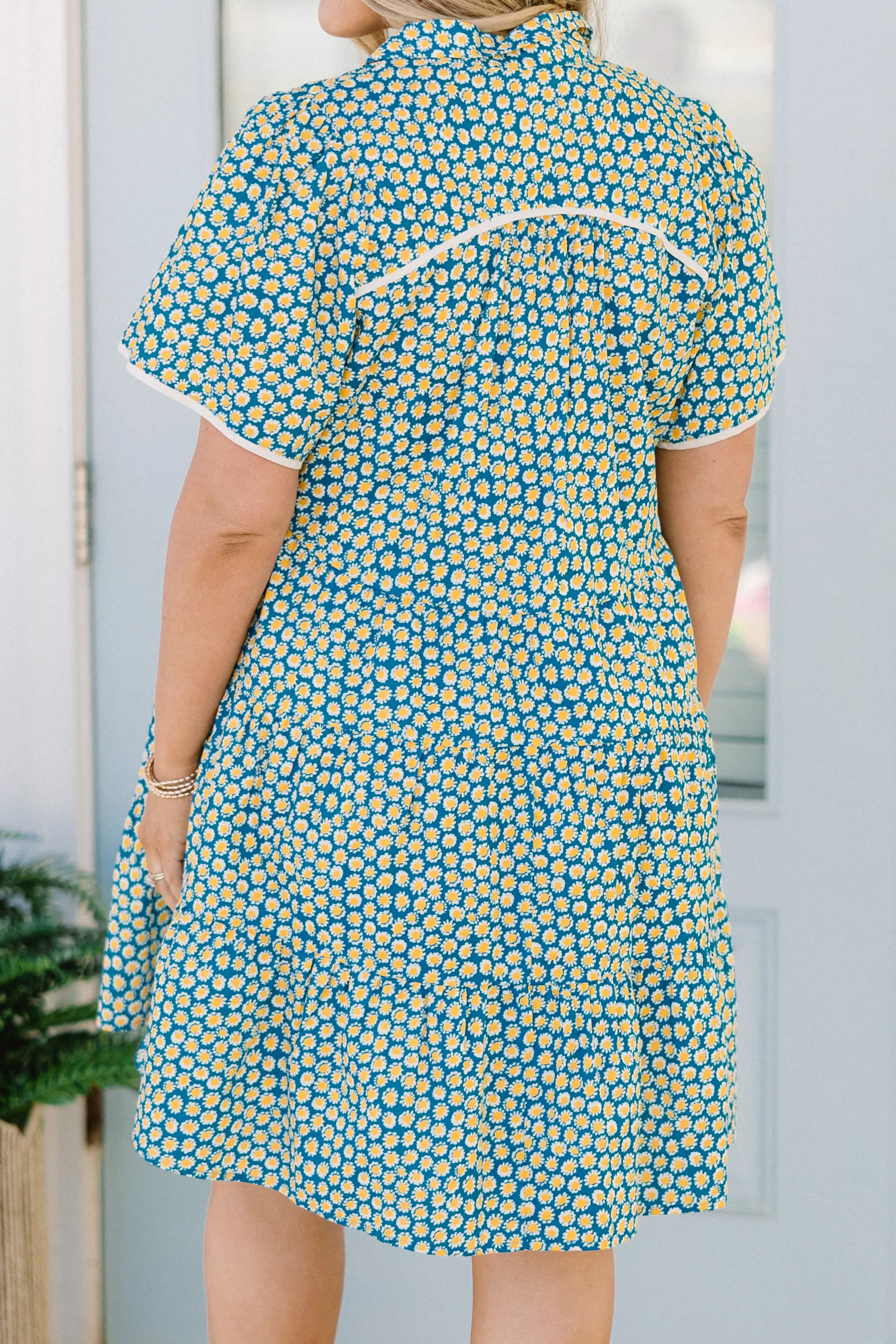 Sweetly Surprised Dress, Teal Mix