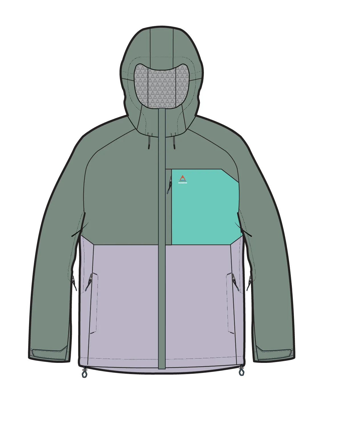 Trailscape Women's Recycled Waterproof Jacket - Pistachio/Lilac Mist/Aqua