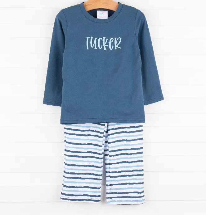 True Blue Pant Set, Blue Stripe