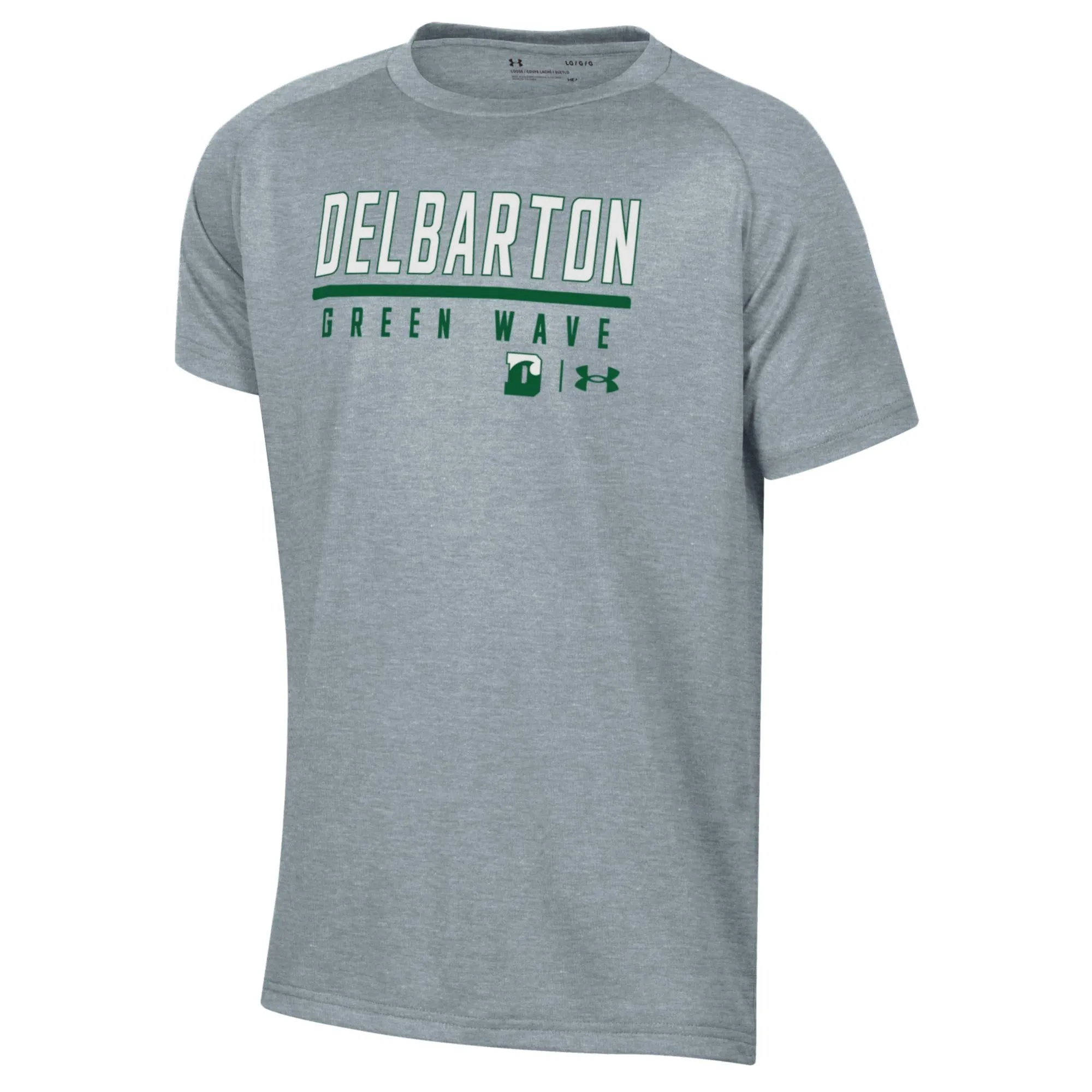 UA Youth Tech Green Line S/S Tee - True Gray Heather
