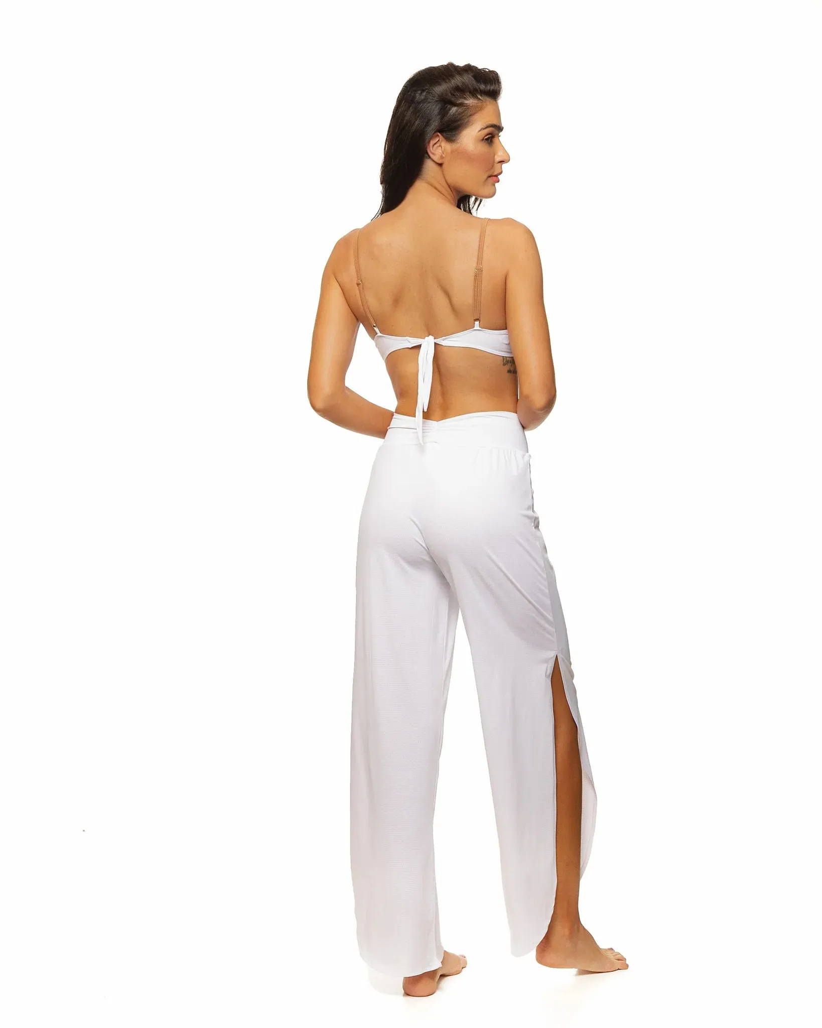 V Waist Side Slit Pants