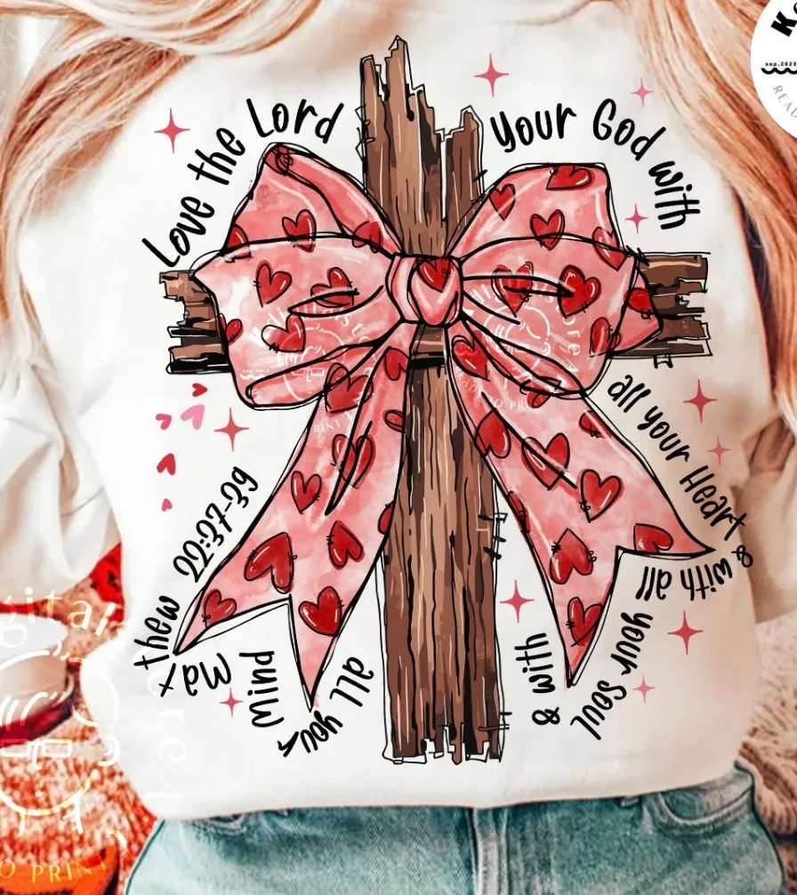 Valentine Cross with Bow