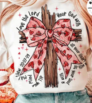 Valentine Cross with Bow