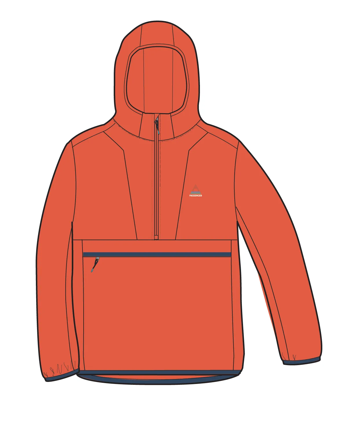 Viento Recycled Windshell Anorak - Ember Orange