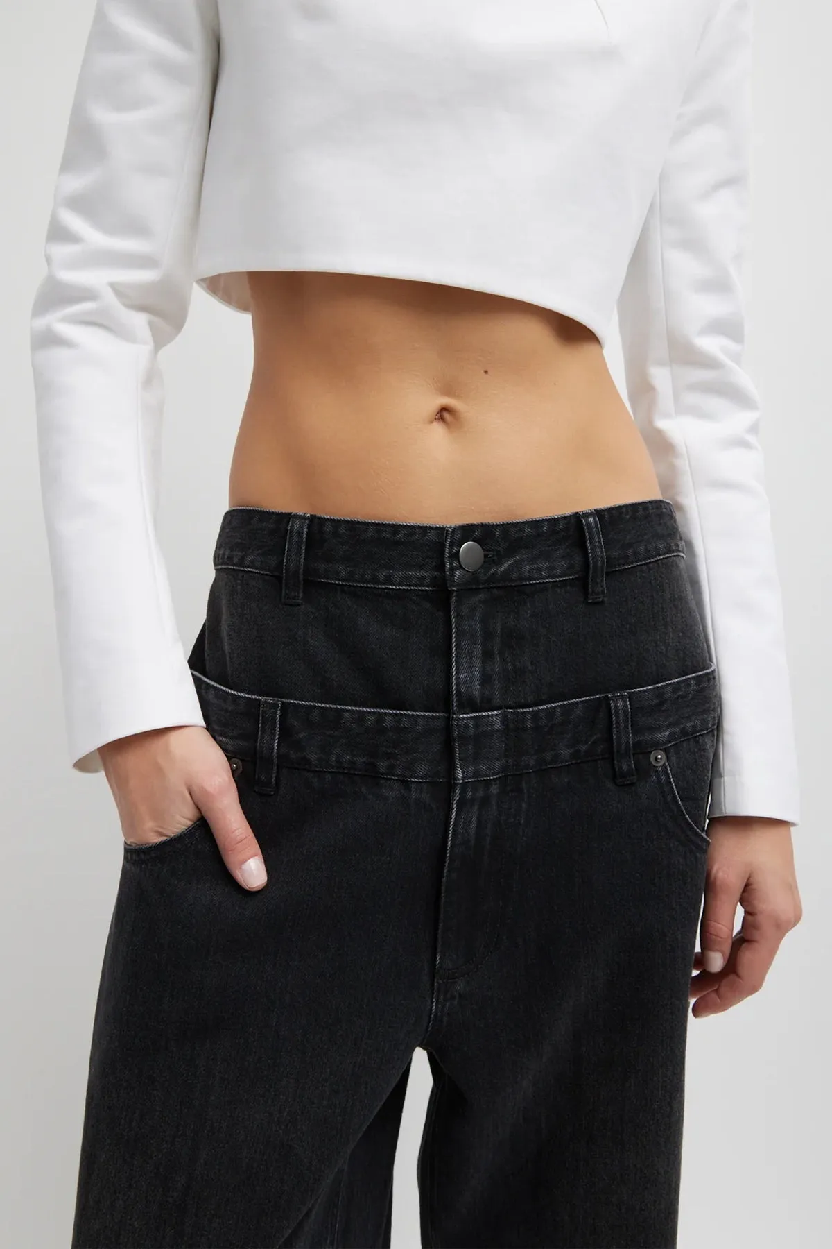 Vintage Black Denim Double Waisted Slouchy Carpenter Jean