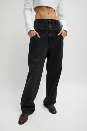 Vintage Black Denim Double Waisted Slouchy Carpenter Jean