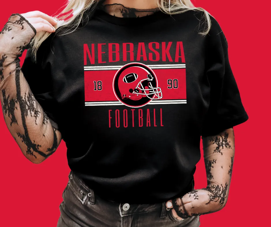 Vintage Red & Black Nebraska Football Black Tee