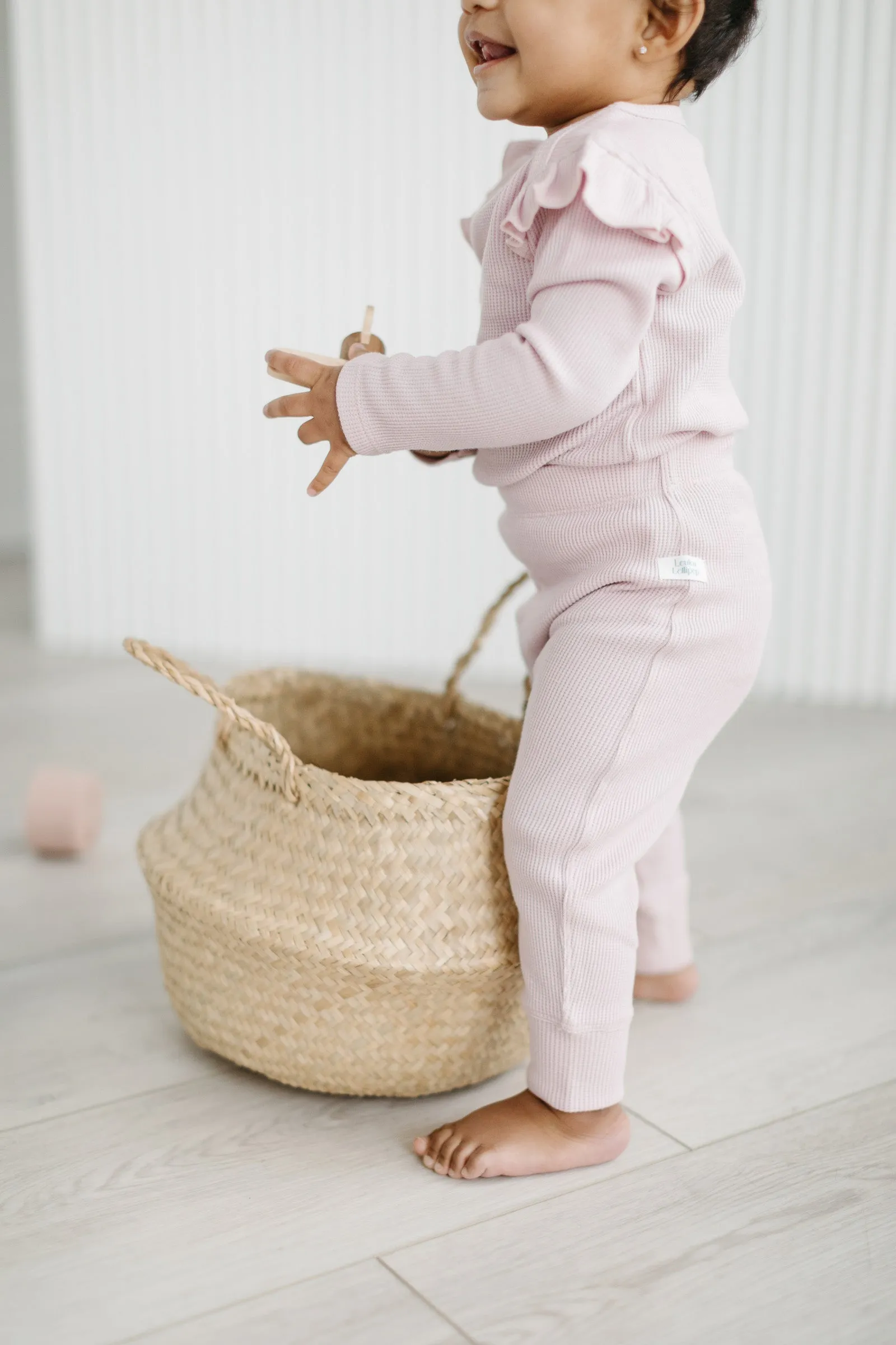 Waffle Baby Pants - Blush Pink
