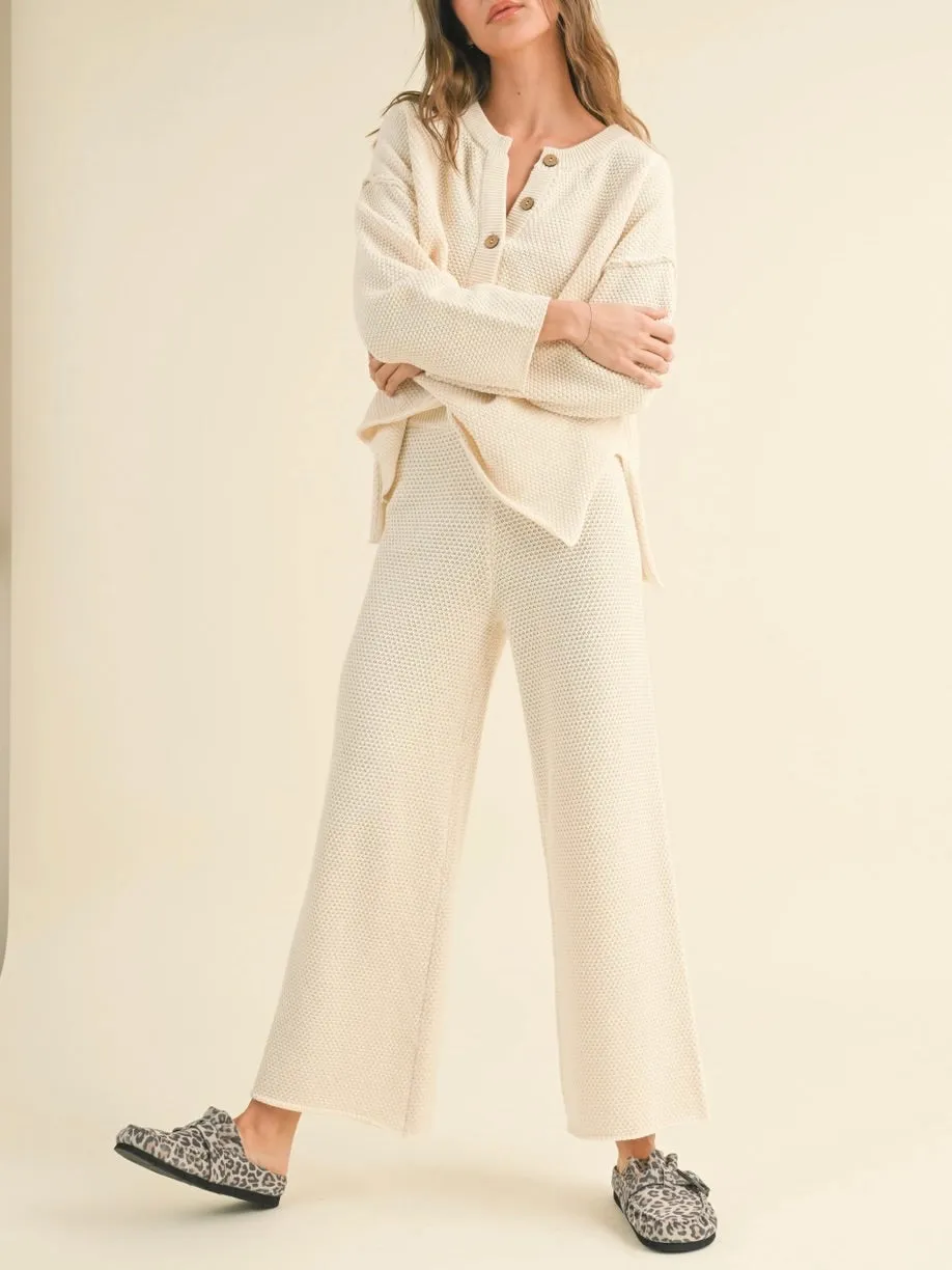 Waffle Knit Pants - Ivory
