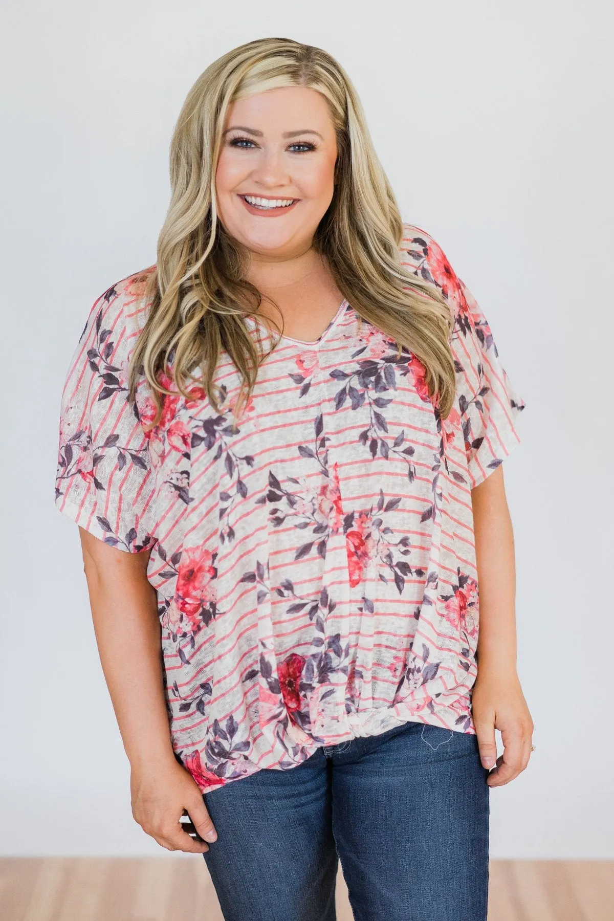 Where You Are Floral Knot Top- Pink