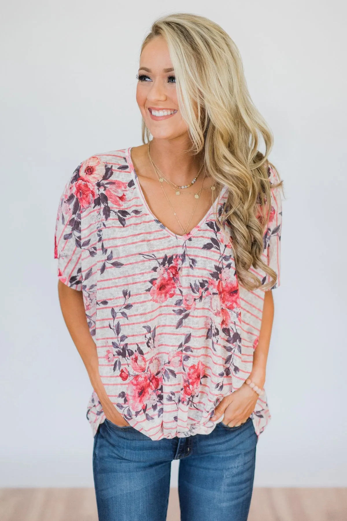 Where You Are Floral Knot Top- Pink