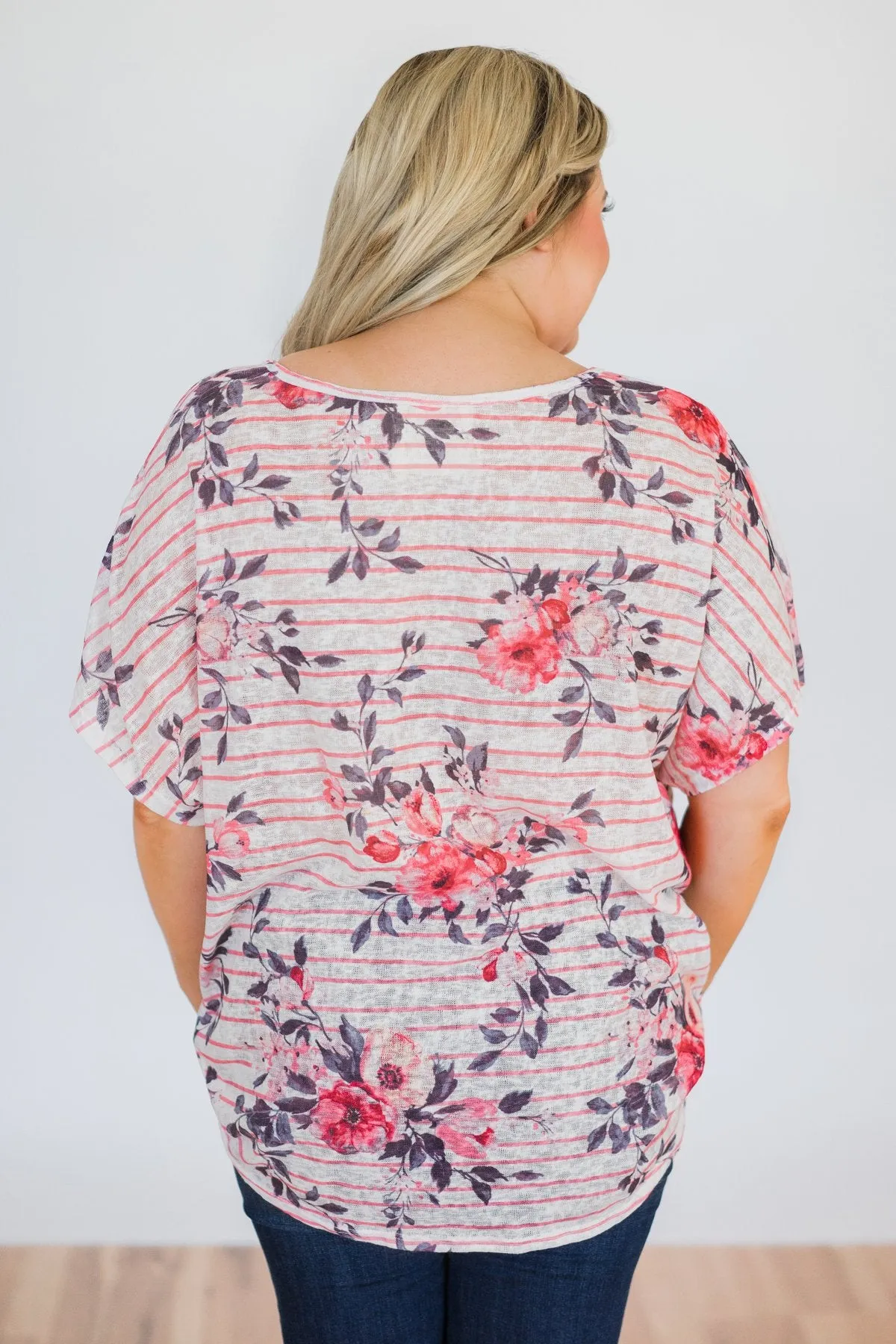 Where You Are Floral Knot Top- Pink