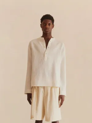 White Linen Popover Shirt