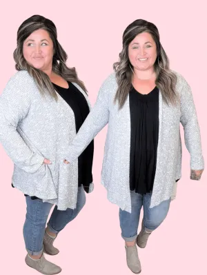 Willow Textured Cardigan w/Pockets in Gray   White