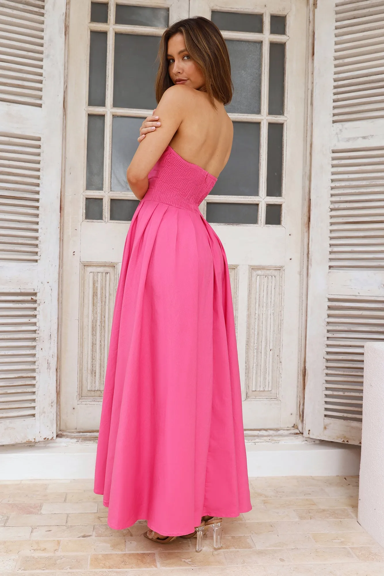 Wise Tales Strapless Maxi Dress Pink