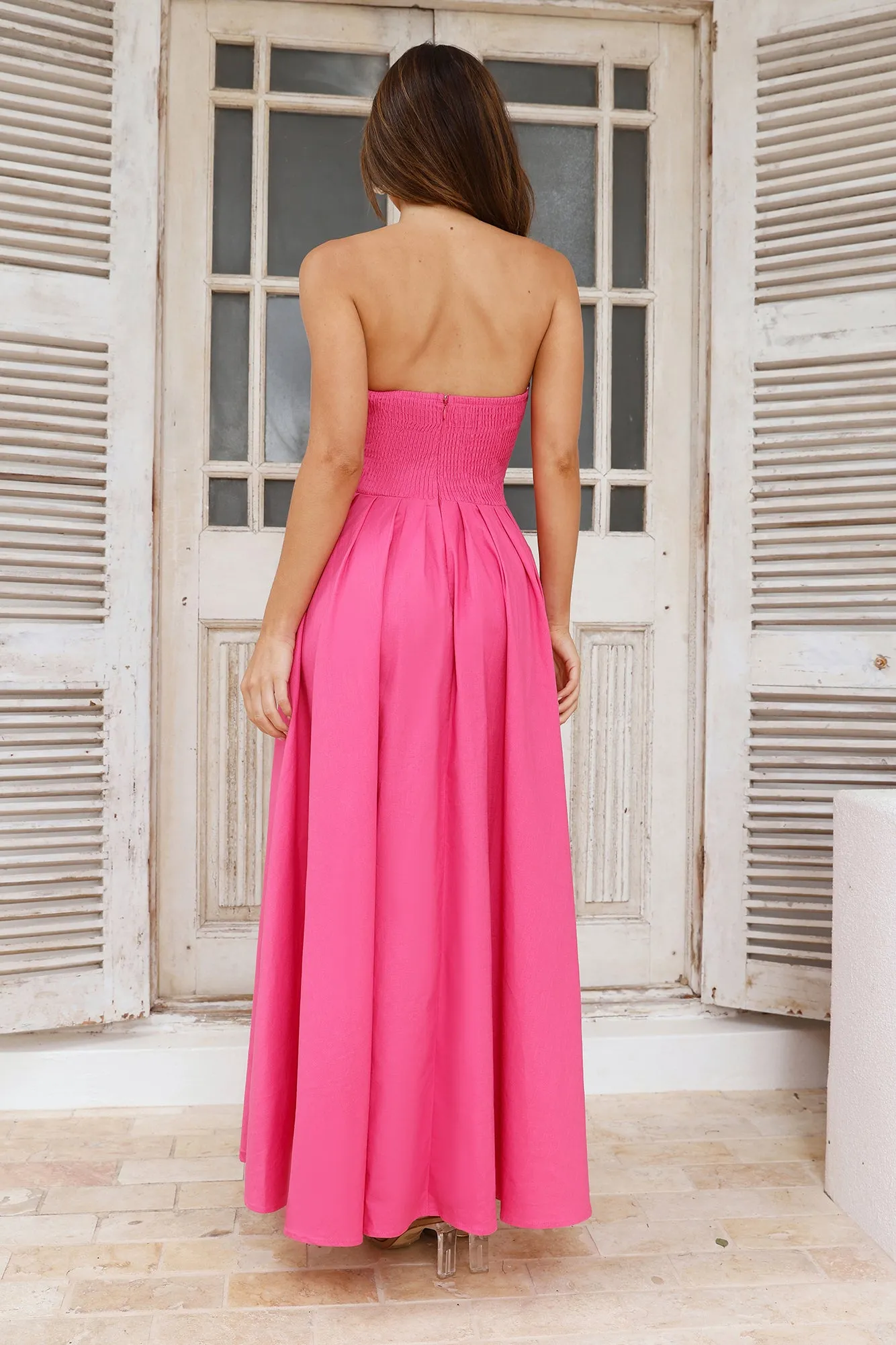 Wise Tales Strapless Maxi Dress Pink
