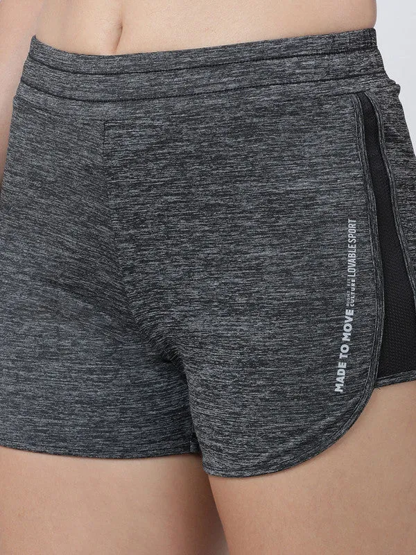 Women Dark Grey Solid Shorts-FOXY SHORTS-SL-DG