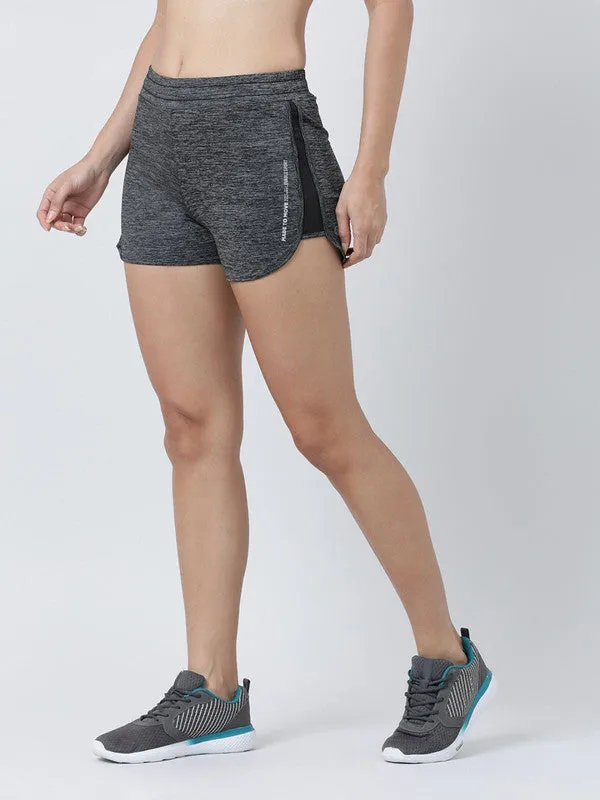 Women Dark Grey Solid Shorts-FOXY SHORTS-SL-DG