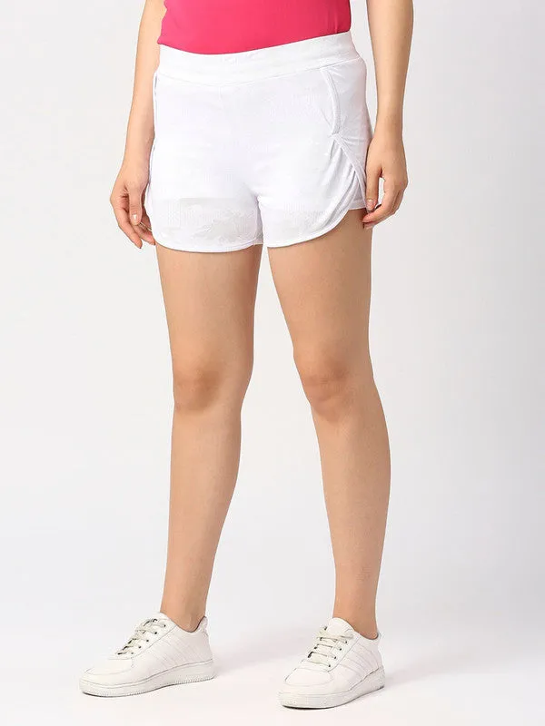 Women White Polyester Solid Slim Fit Shorts - ADVENTURE SHORT-WH