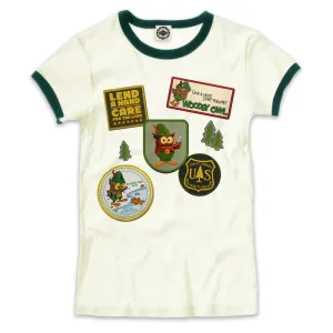 Woodsy Owl Patches Women's Ringer Tee