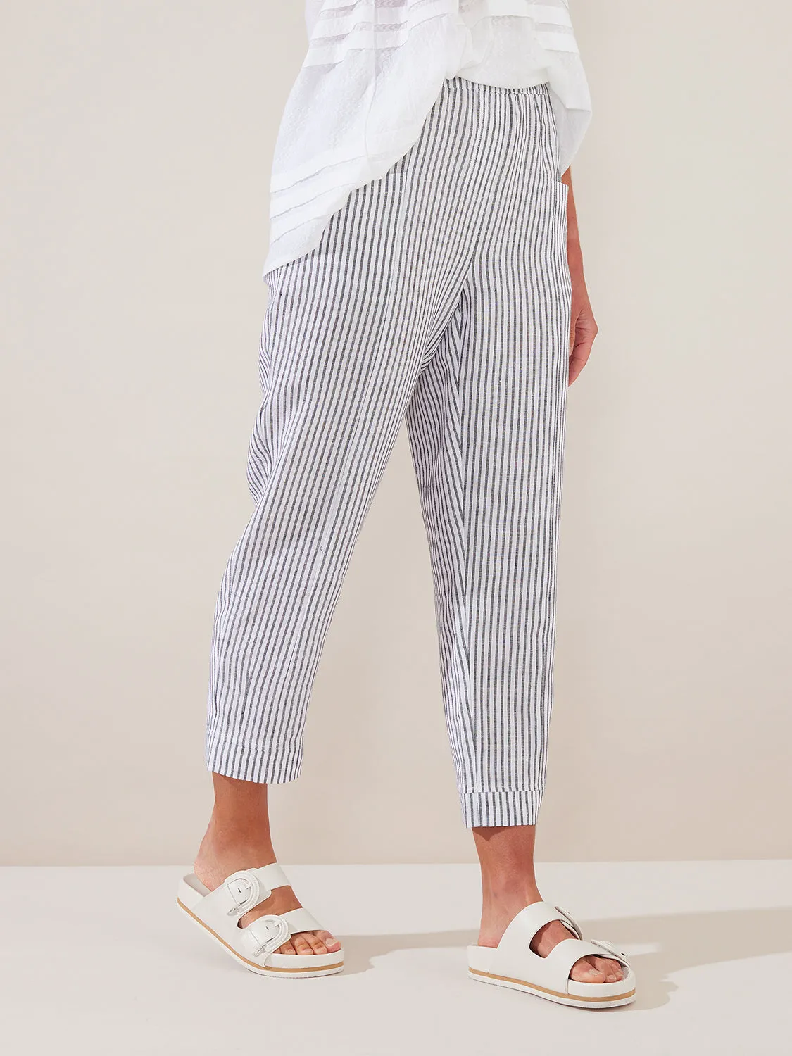 Yarra Trail Striped Linen Pant yt23h8849