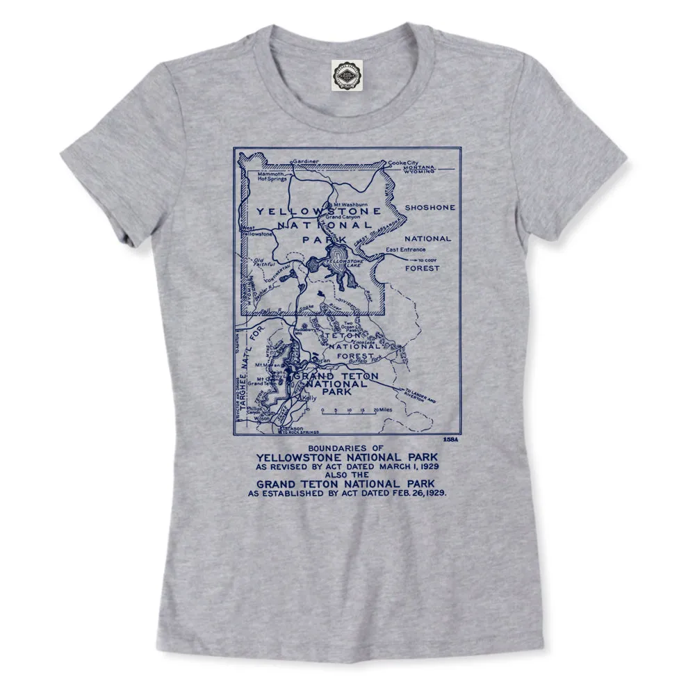 Yellowstone National Park Vintage Map Women's Tee