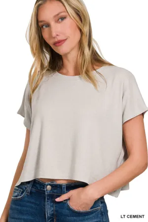Zenana Soft short sleeve rolled crop top