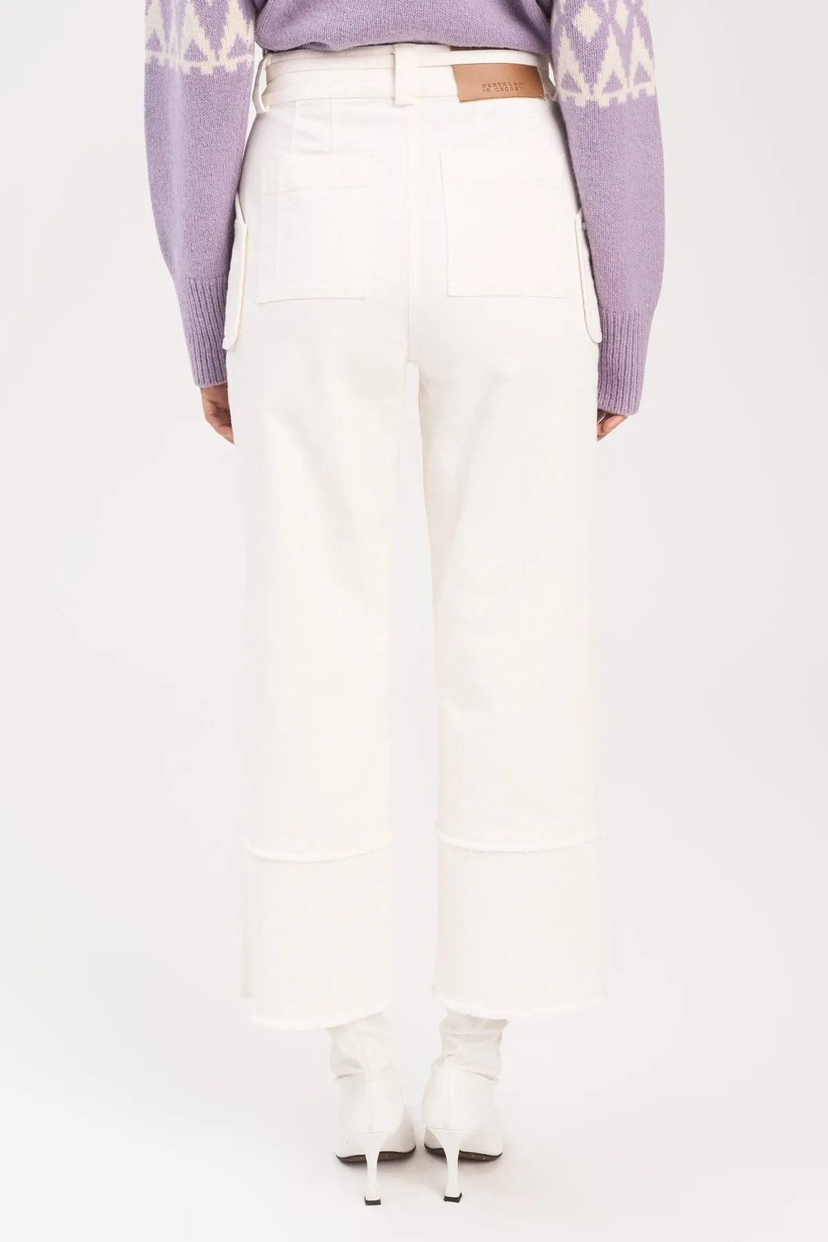 Zuri Cropped Wide Leg Pant in Ecru